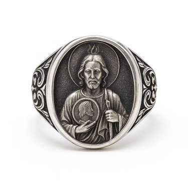 Anillo San Judas Tadeo de Plata ley 950